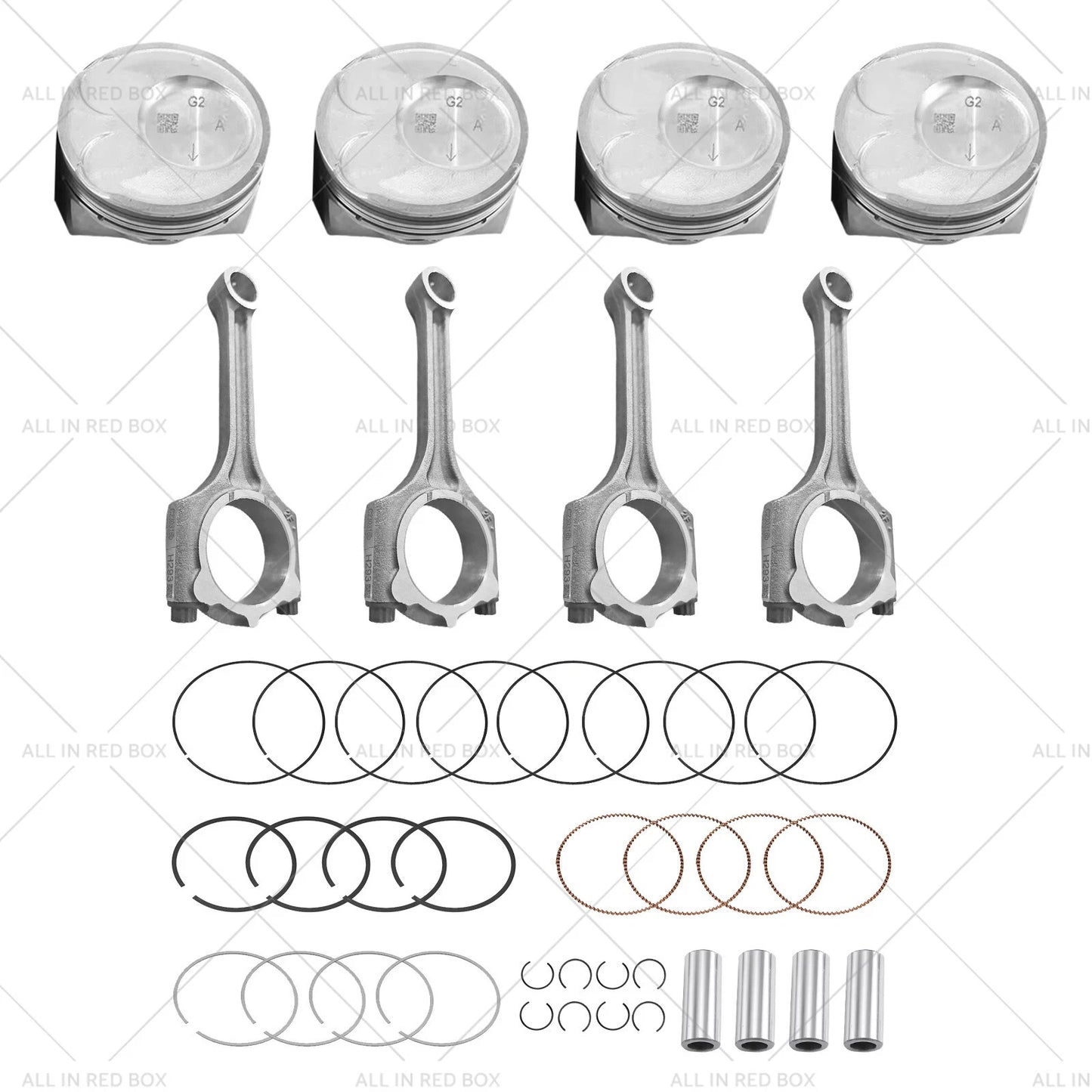 4 x Piston & Rings Connecting Rod Kit for Kia Soul Forte Koup 2.0L (14-18)