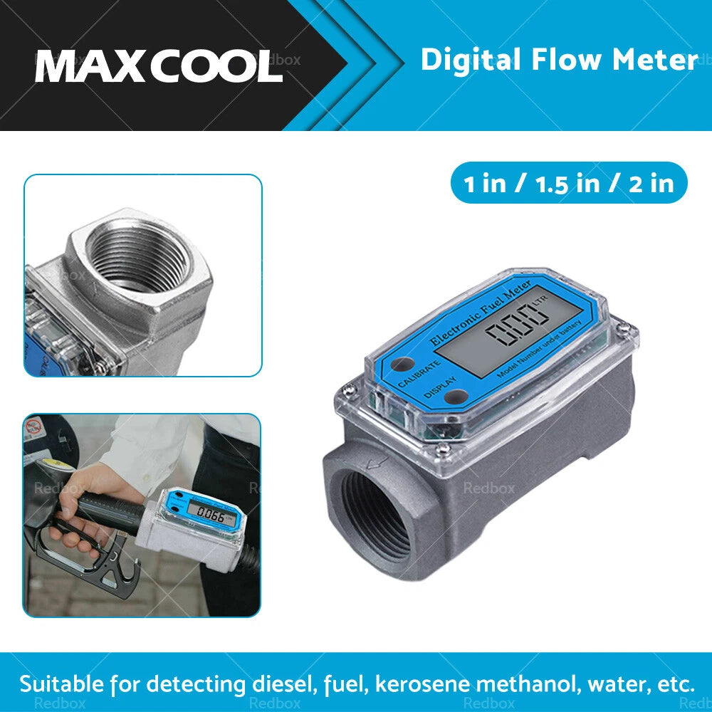 Digital Diesel Water Fuel Flow Meter Oval Gear Gauge 1/1.5/2" for Turbine