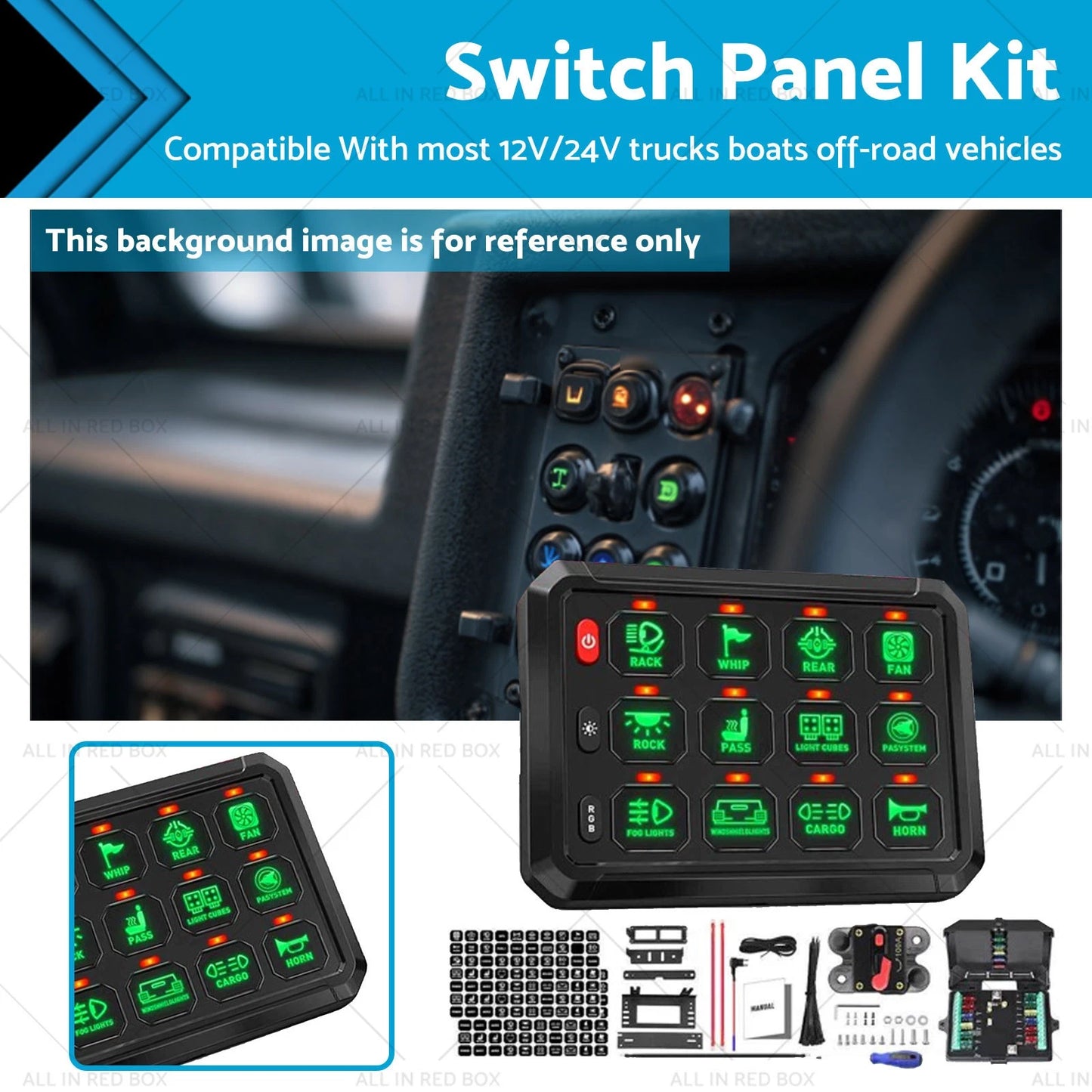 Smart RGB 12 Gang Switch Panel for Polaris RZR Jeep SUV Boat Truck