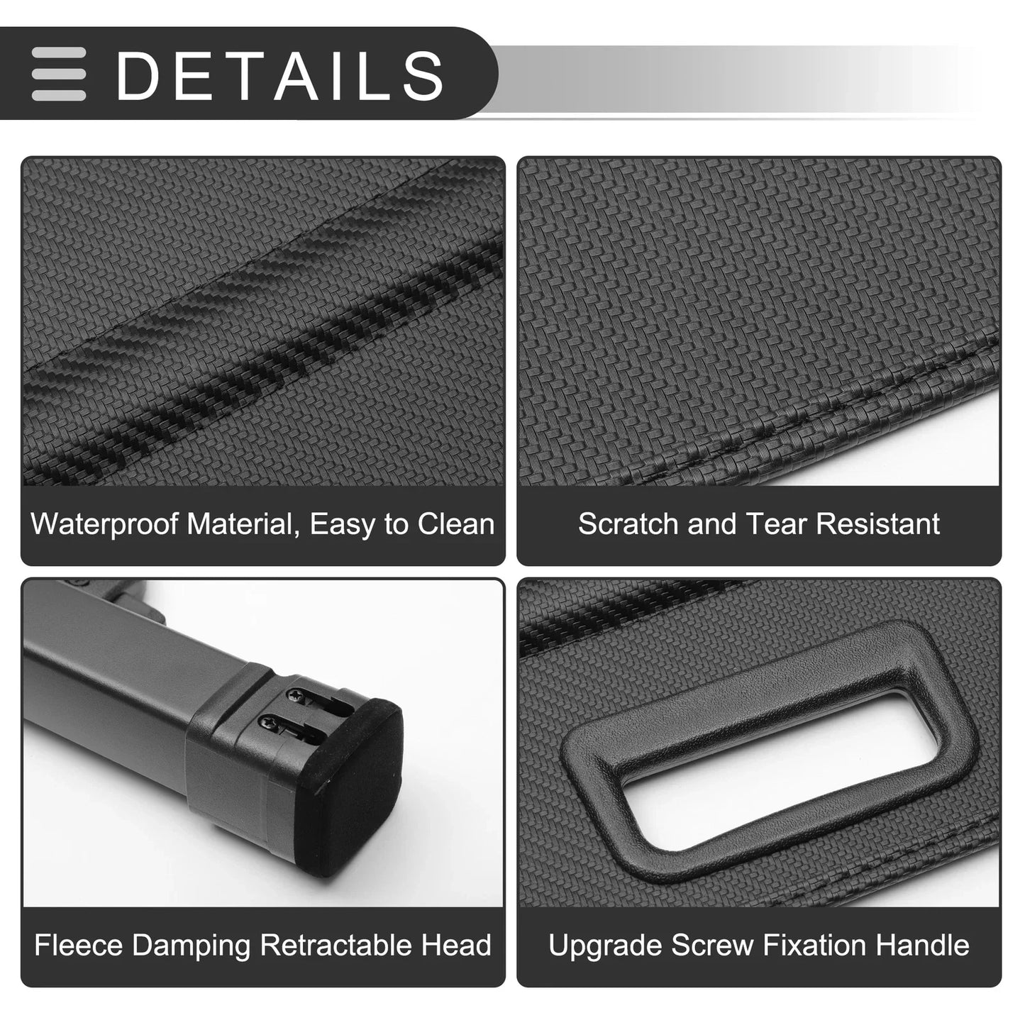 Retractable Cargo Cover for Hyundai Santa Fe 2024-2025 5-Seater Black Fiber