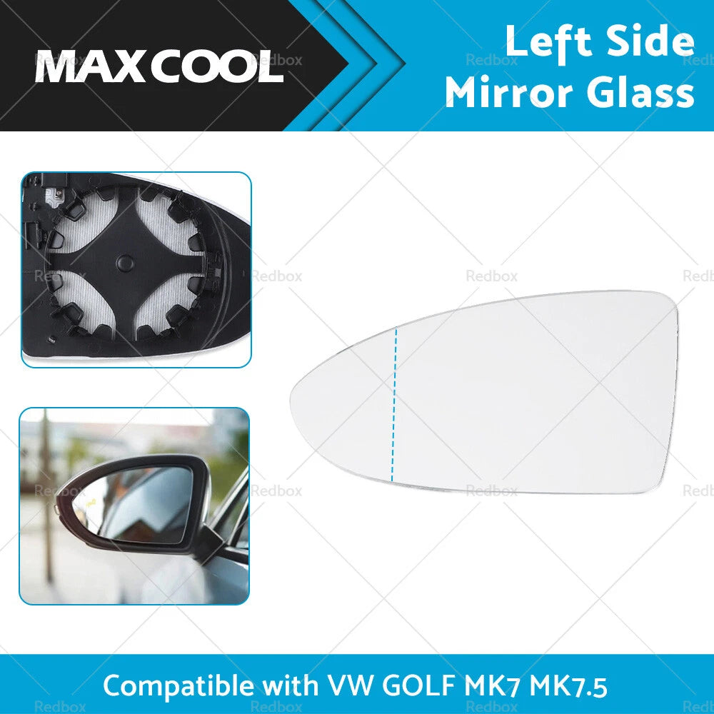 Heated Convex Left Mirror Glass for VW Golf MK7 MK7.5 (2013-2018)