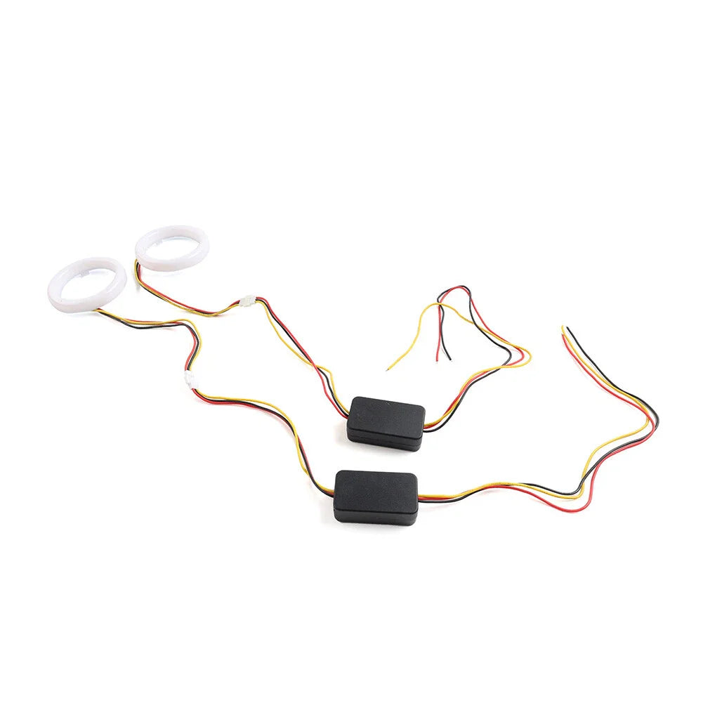 60MM White Amber Switchback LED Halo Rings for Car Headlight Retrofit