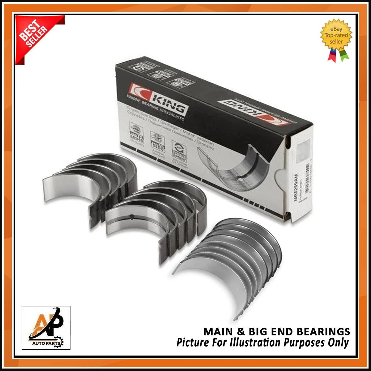 Engine Main and Connecting Rod Bearings Set for Renault 1.6 F8M (1990–2005)