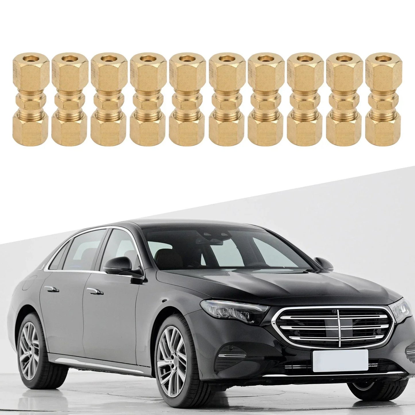 Brass Brake Line Union Fittings Set of 10 for Hydraulic and Fuel Lines