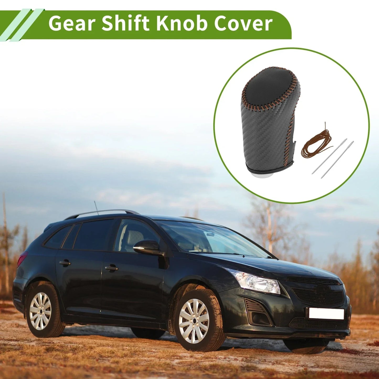 Gear Shift Knob Cover for Chevrolet Malibu Black Carbon Fiber (2016-2023)