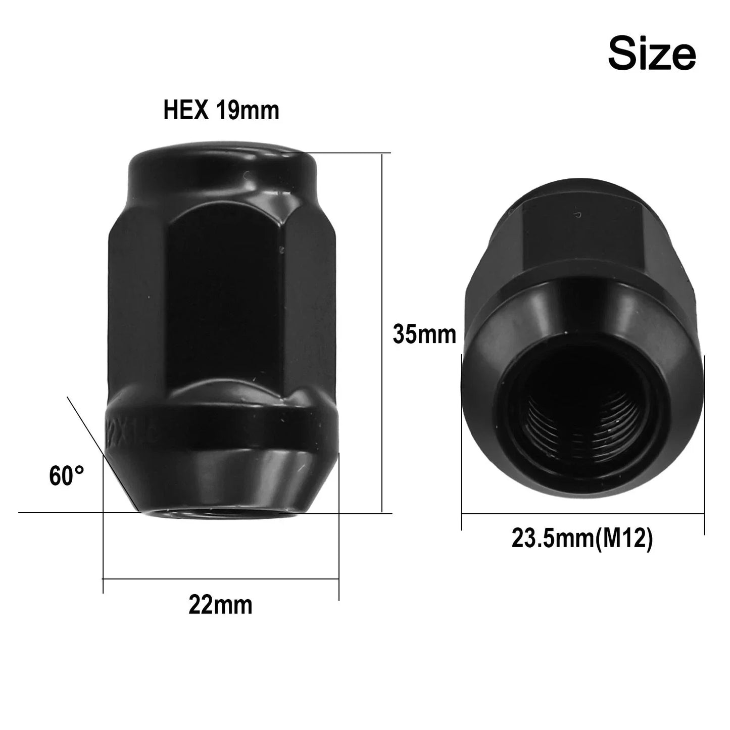 24 Pcs / M12x1.5 / Wheel-Nuts Black Lug Nut Socket for Land Cruiser Prado Ford