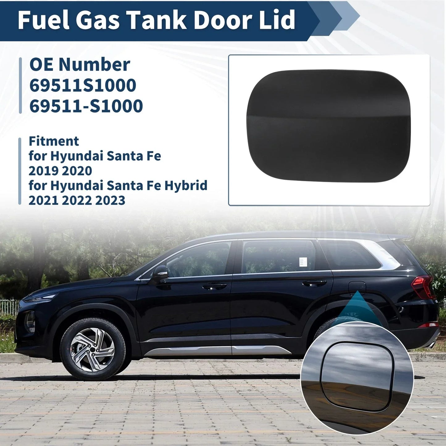 Fuel Tank Door for Hyundai Santa Fe 2019-2023 Gas Filler Door 2 x Covers