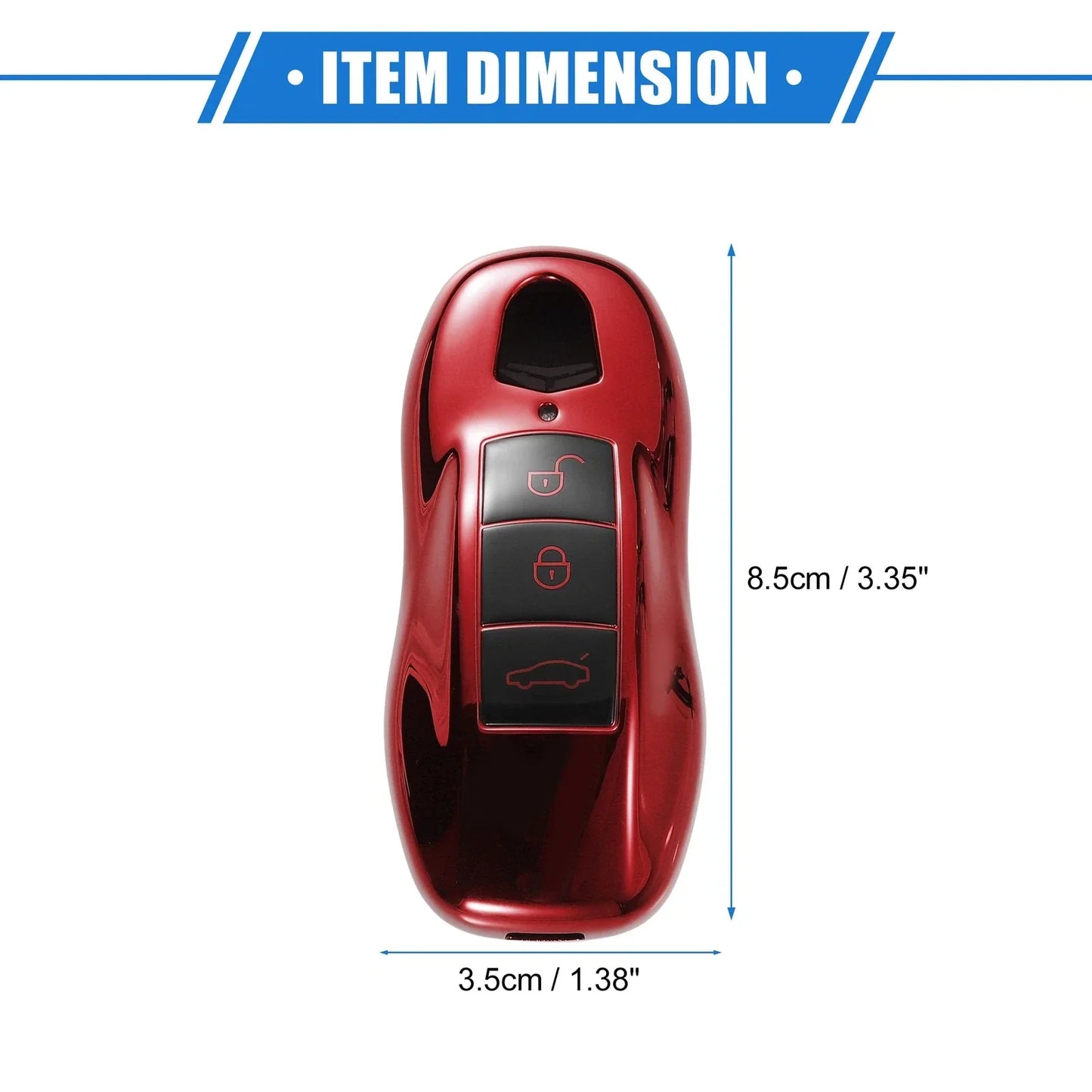 3 x Button Car Remote Key Fob Cover Case for Porsche Macan (2014-2022) TPU Red