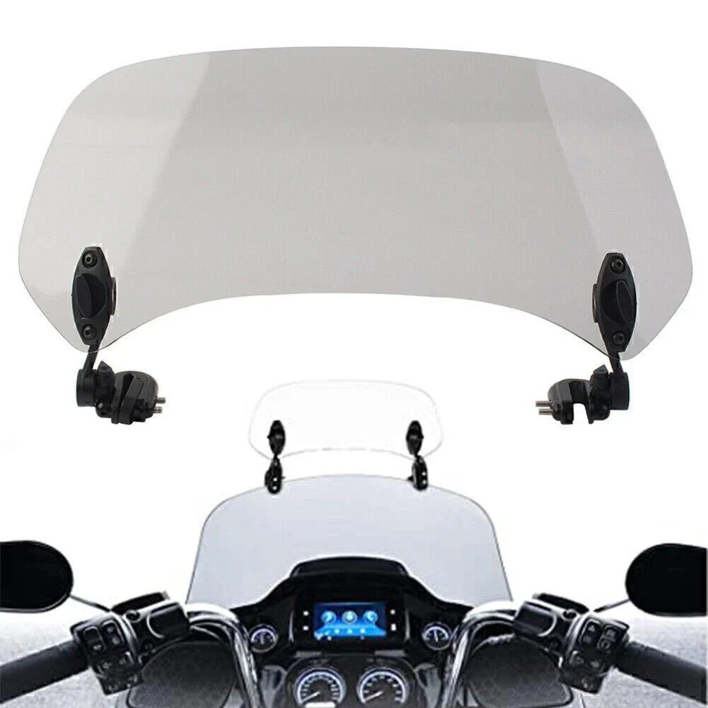 Clip-On Windshield Extension Spoiler Deflector for Motorcycle - Smoke