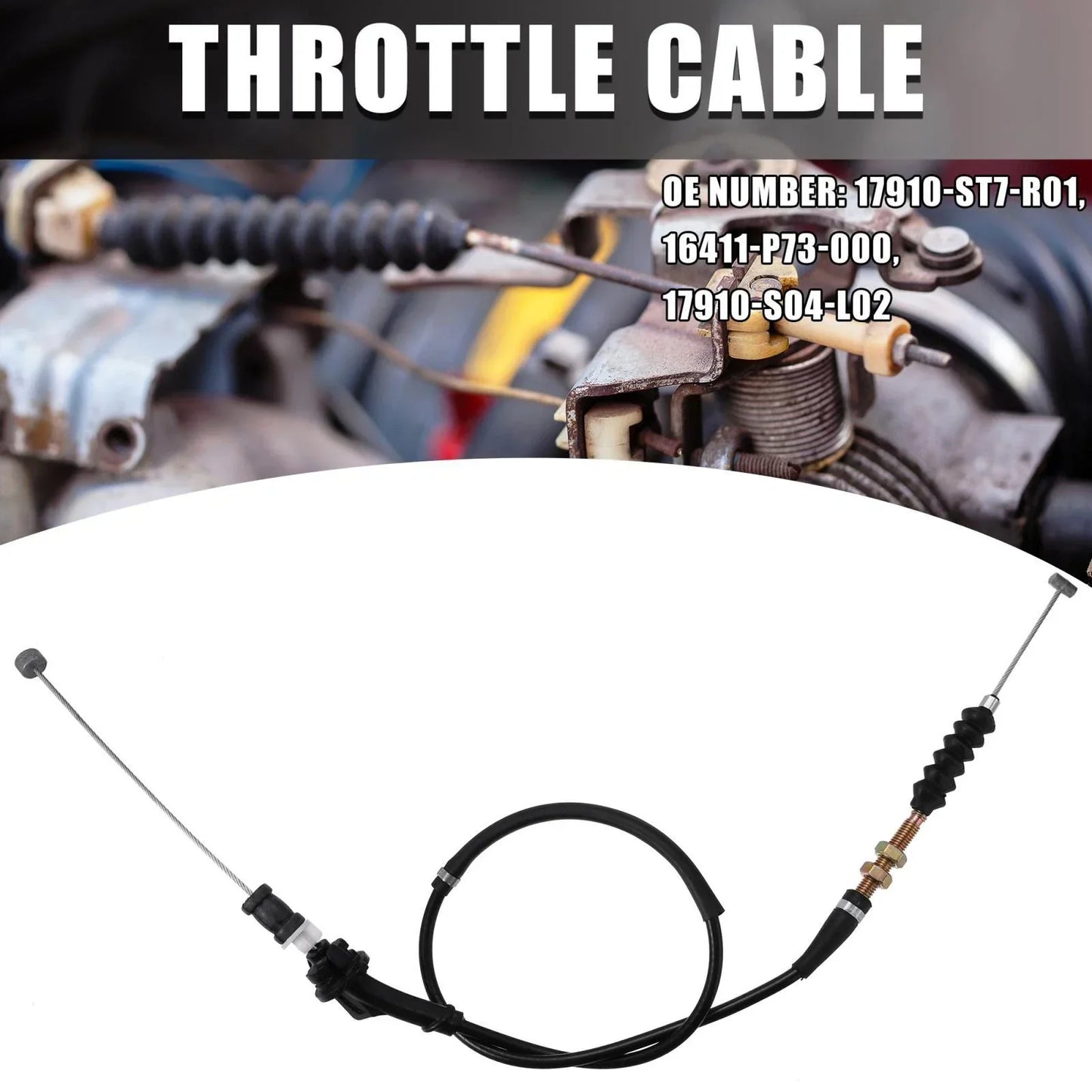Throttle Cable for Honda Civic B16A 1992-2000 - Black Replacement 2 x Cables