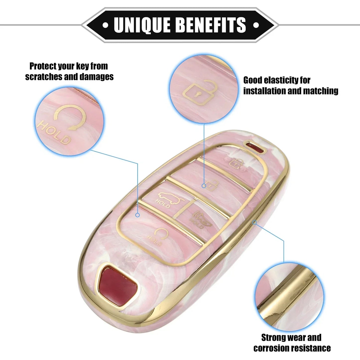 Key Fob Cover for Hyundai Tucson 2020-2022, 5 Button Soft TPU Pink
