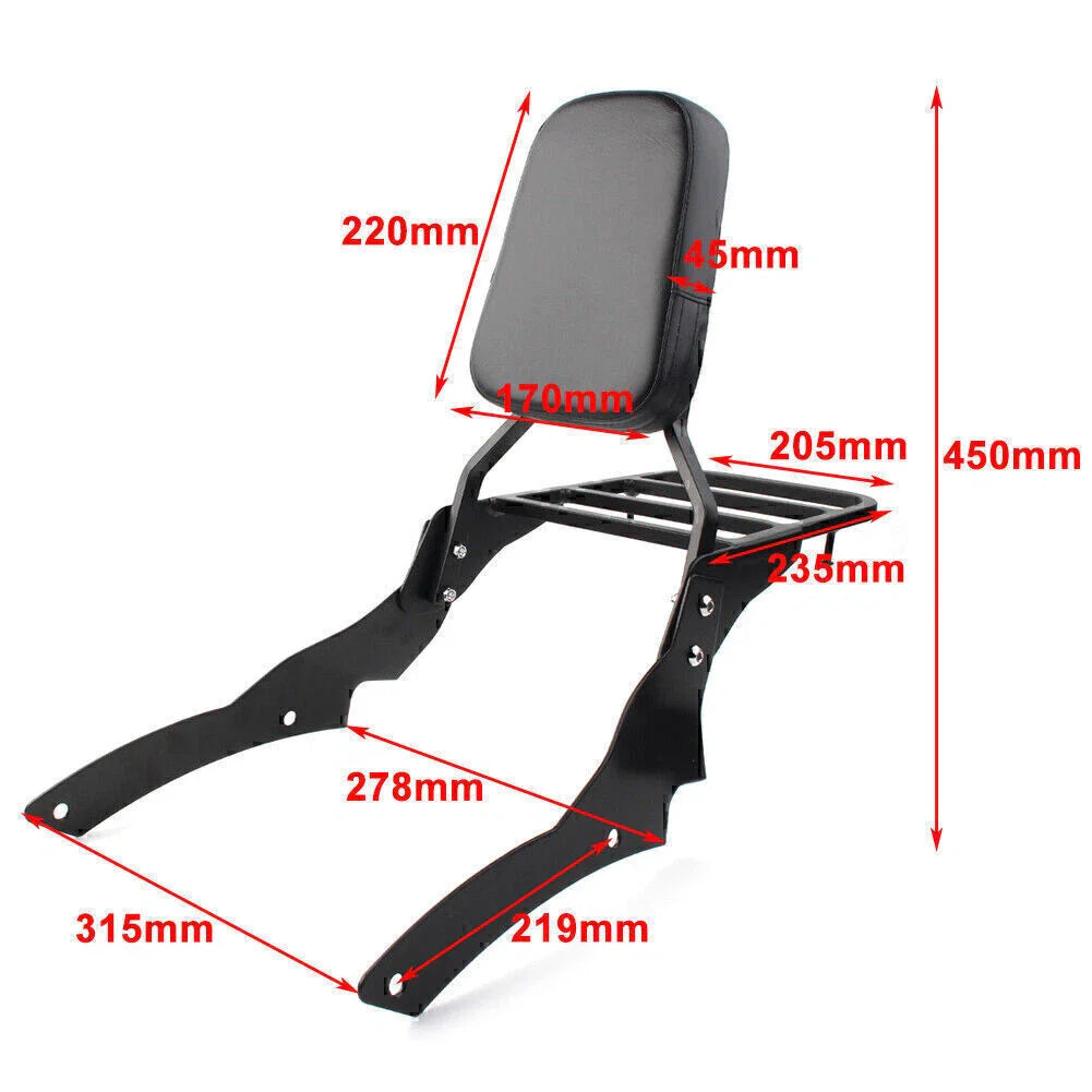Backrest Sissy Bar Luggage Rack for Yamaha V-Star XVS400 XVS650 (98-13)