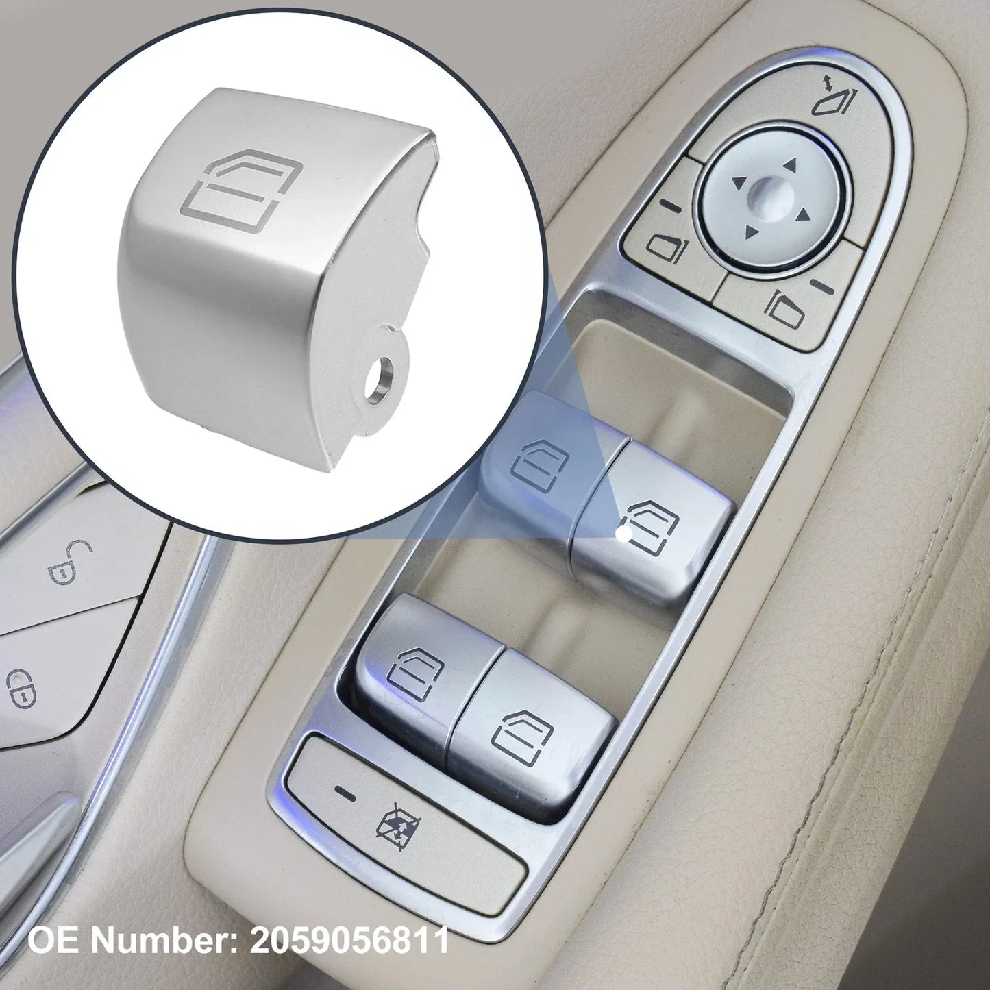 Rear Left Window Glass Lift Switch Button Cover for Mercedes-Benz (2003-2009)