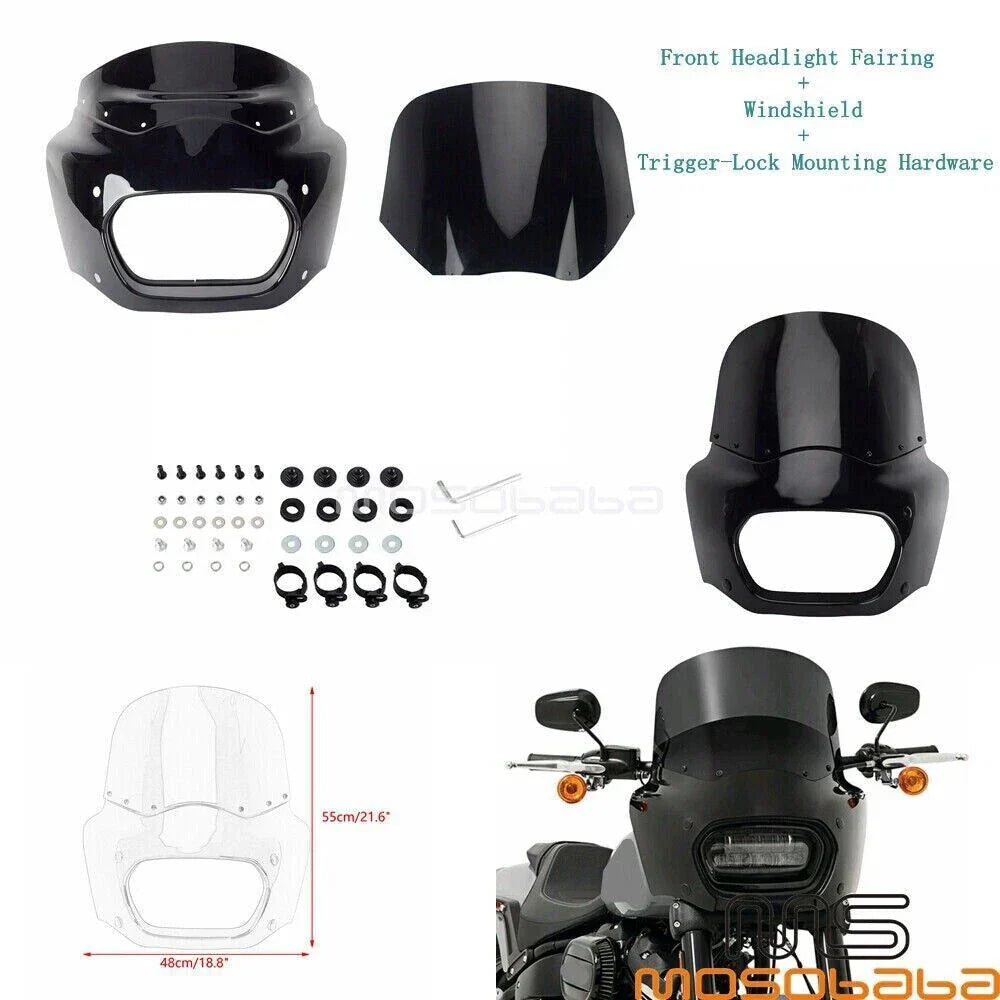 11" Windshield Front Headlight Fairing for Harley Softail Fat Bob (2018-2023)