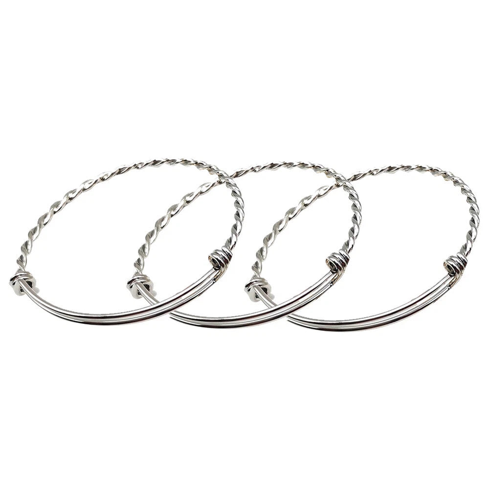 10 x Stainless Steel Adjustable 2.5" Bangle Bracelets for Jewelry Making