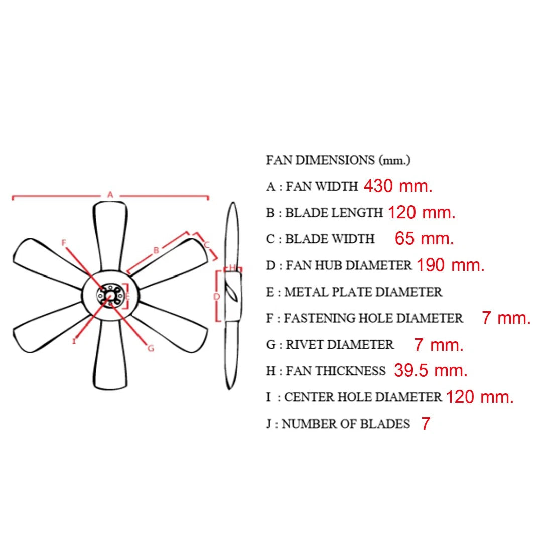 Cooling Fan Blade 2.0L for Isuzu KB Chevrolet LUV