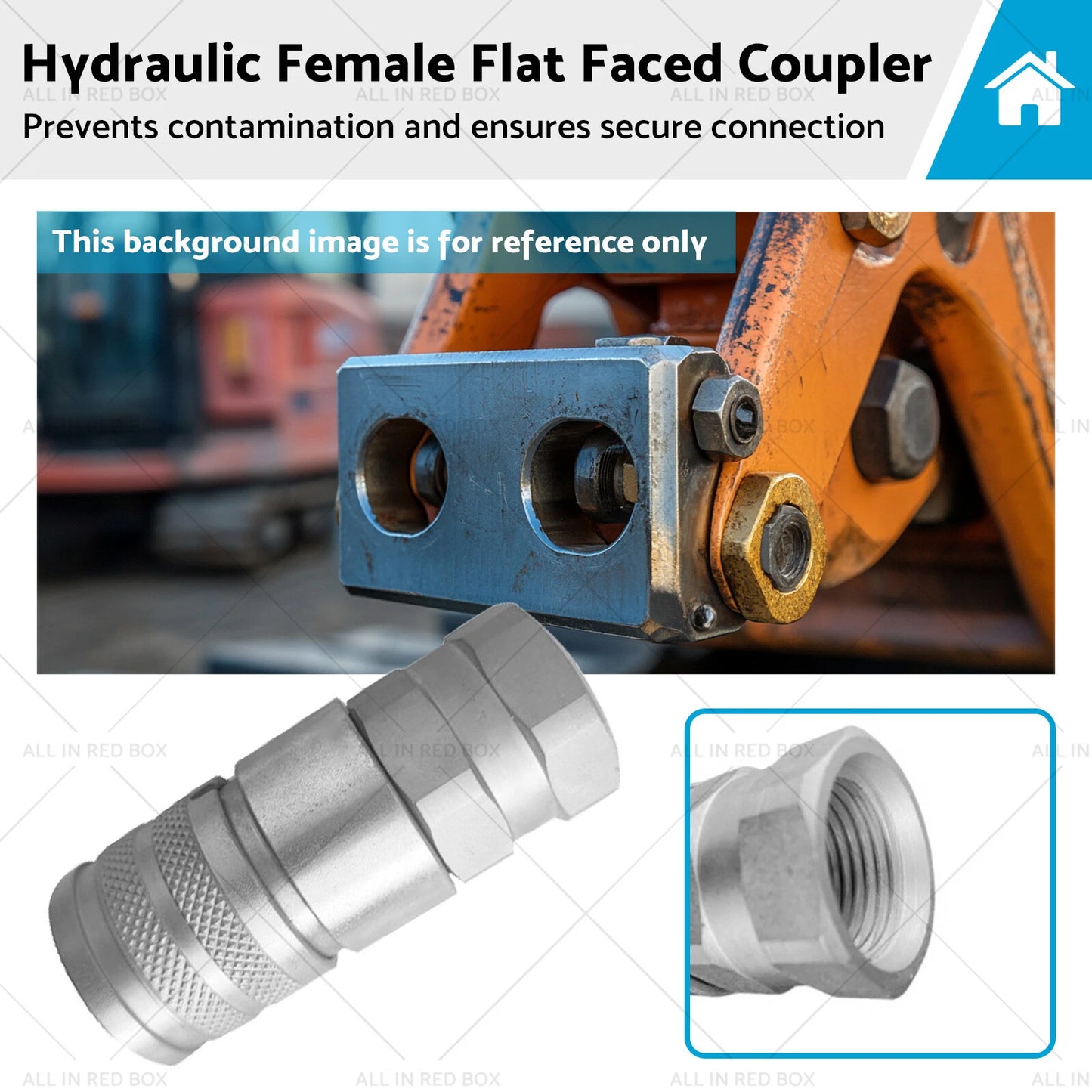 Hydraulic Female Flat Faced Coupler 1/2" Body 3/4" SAE Thread for Bobcat