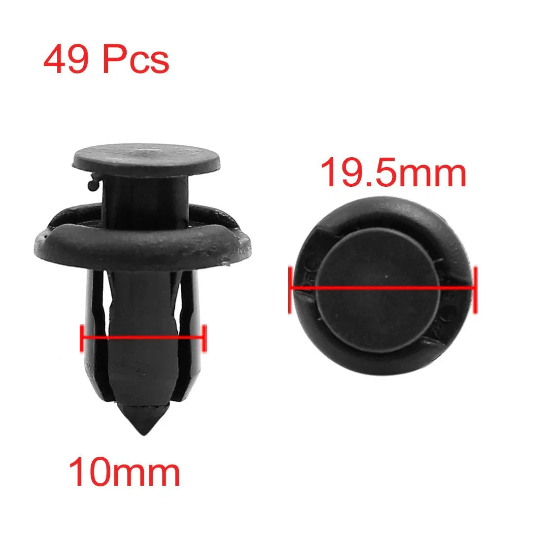 49 x Black Plastic Body Door Trim Fasteners for Honda (Fits 10mm Hole)