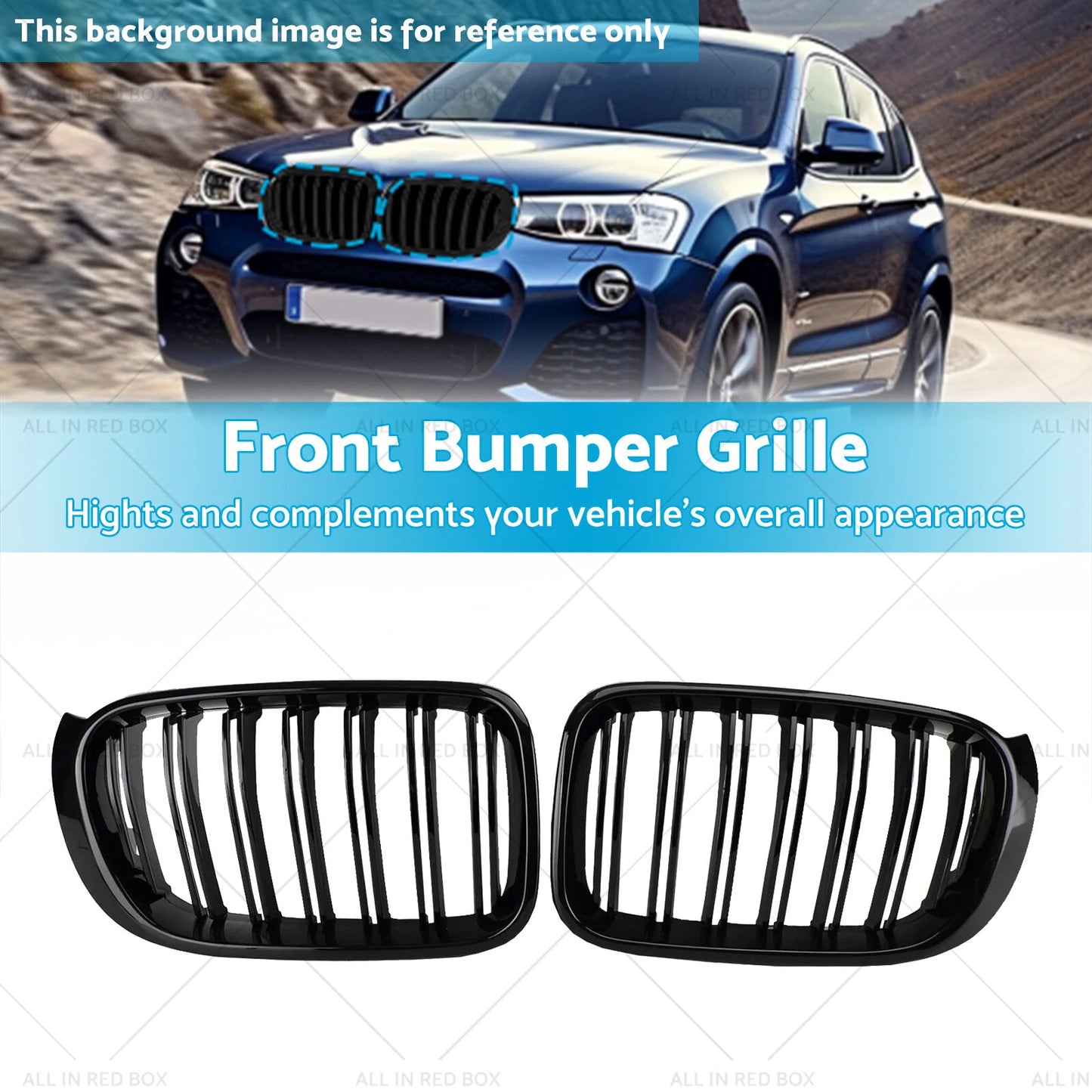 Front Bumper Kidney Grille for BMW X3 X4 F25 F26 (2014-2017)