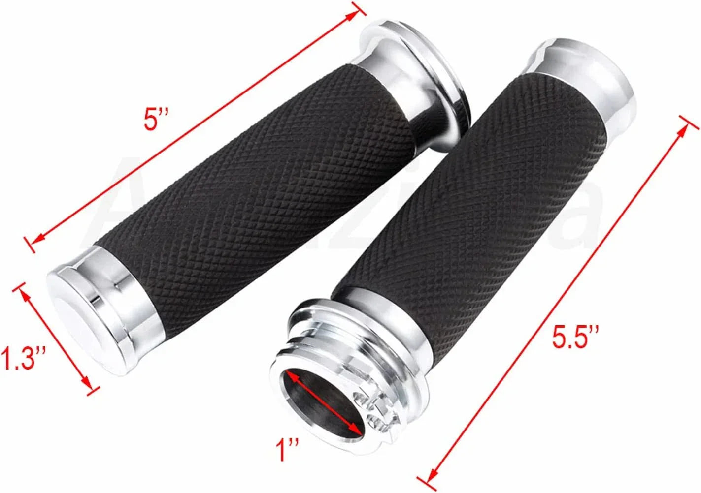 25mm Chrome Handlebar Hand Grips for Harley Sportster, Dyna, Softail (2004-2023)