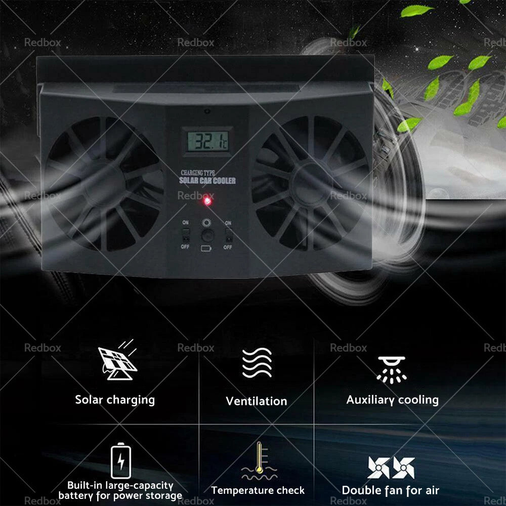 Solar Powered Car Cooling Fan for Auto Window Air Vent Exhaust Ventilation