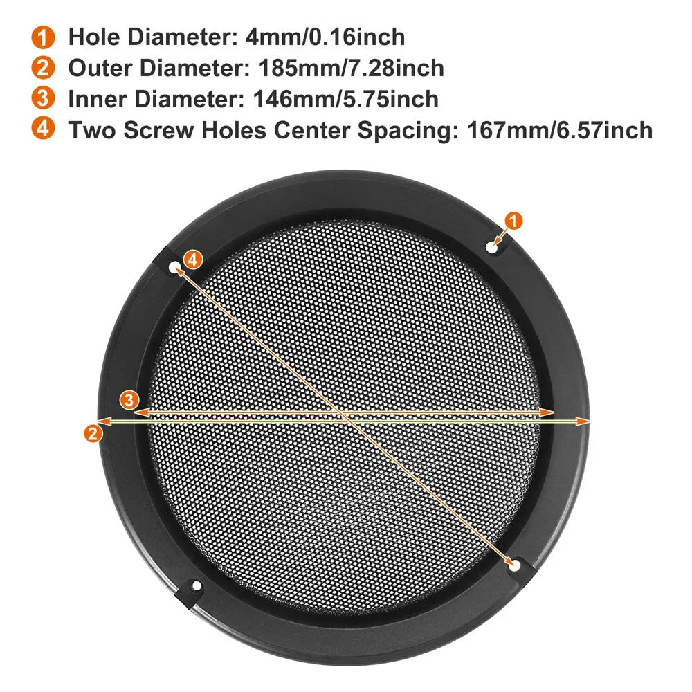 4 x 6.5 Inch Car Door Speaker Grills Covers Mesh Guard Black