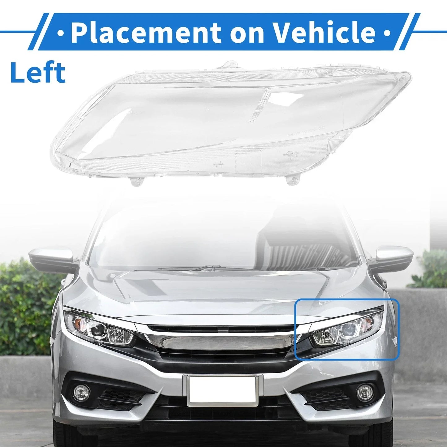 Car Front Left Headlight Lens Cover for Honda Civic (2012-2015)
