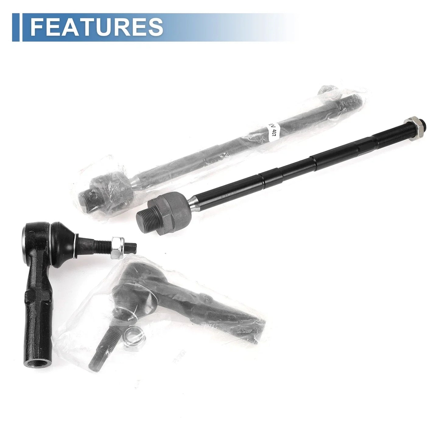 4 x Front Inner Outer Tie Rod End Link Kit for Dodge Ram 1500 (2002-2005)