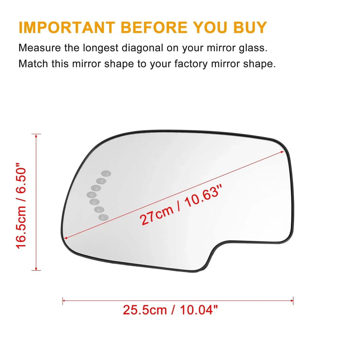 Heated Left Rearview Mirror Glass for Chevy Silverado Avalanche Suburban (2007-2014)