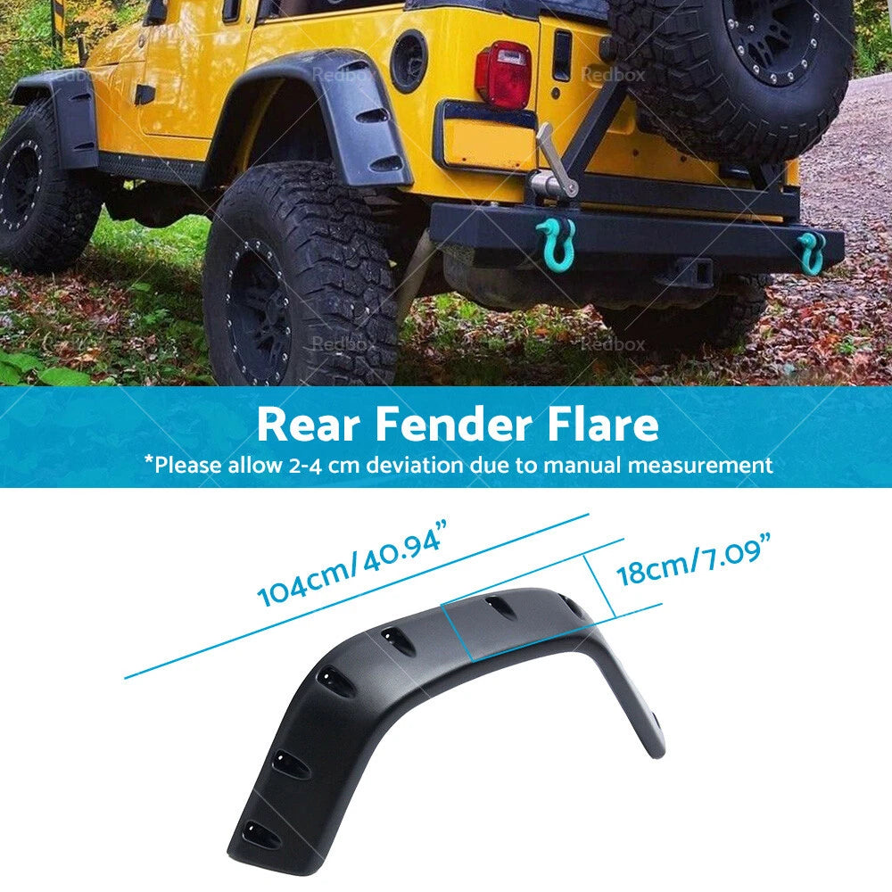 Pocket Style Matte Black Fender Flares for Jeep Wrangler TJ (1997-2006)