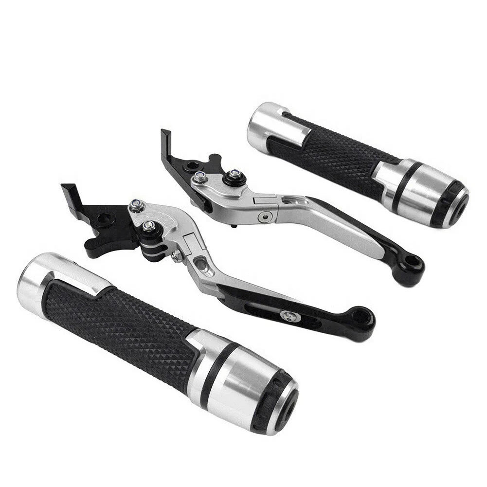 Silver Extendable Brake Clutch Levers & Handlebar Grips for Suzuki GSXR150