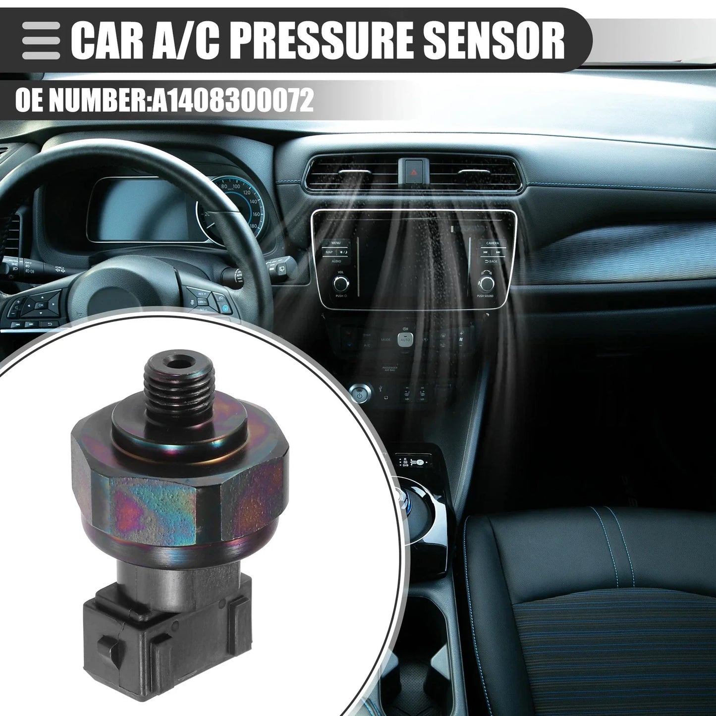 A/C Pressure Transducer Valve for Mercedes-Benz C220 (1994-1996) Metal Black