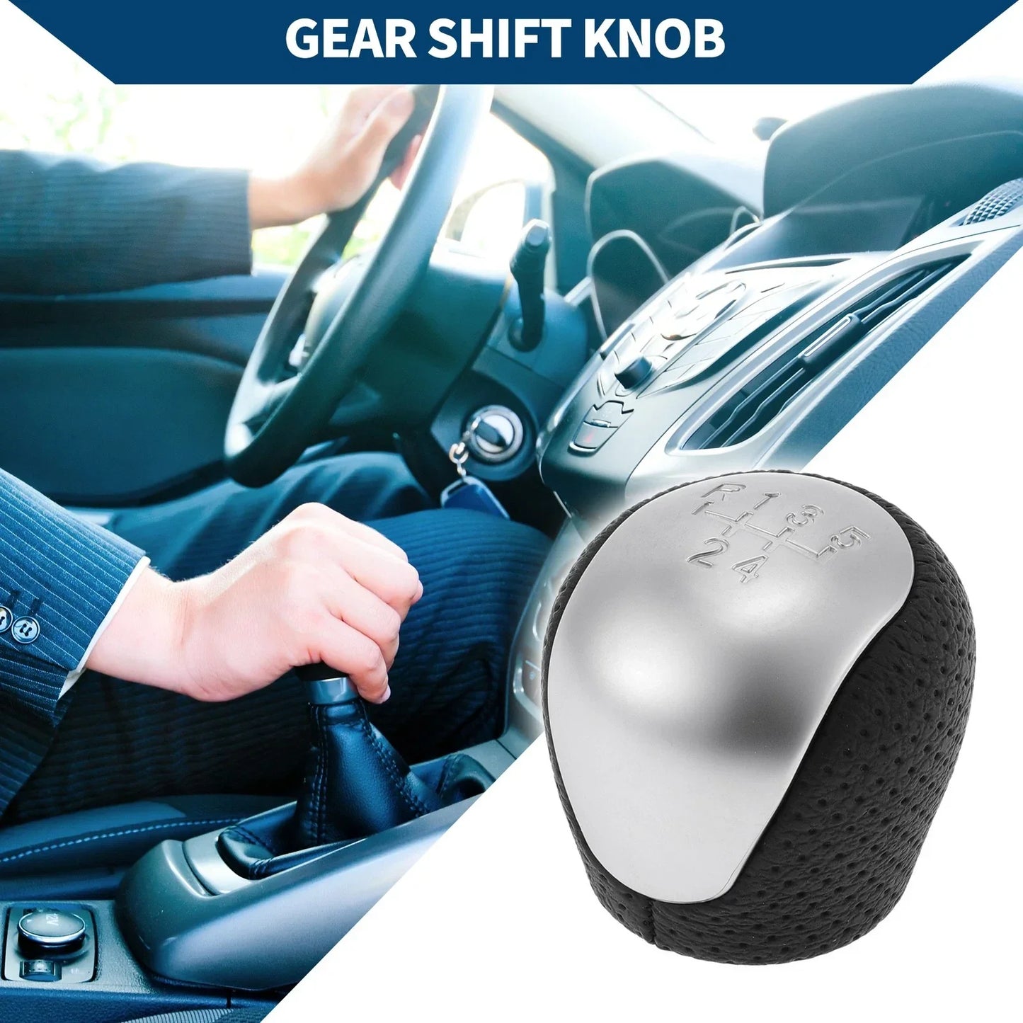 5 Speed Manual Gear Shifter Knob for Hyundai Elantra (2009-2012) Black Leather