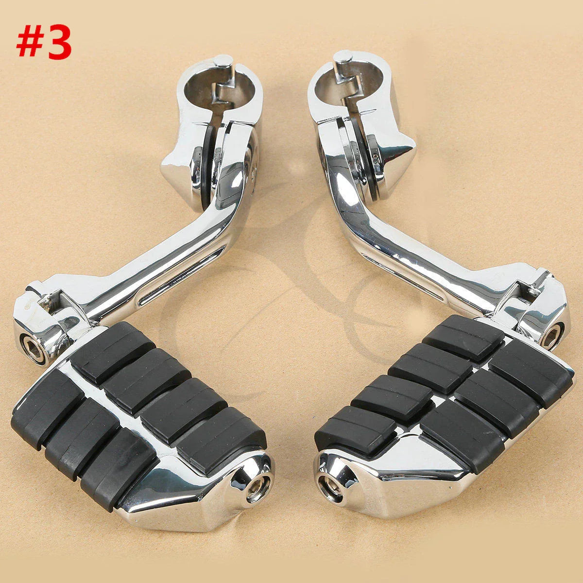 32mm 1-1/4" Long Angled Foot Pegs for Highway Engine Guards Chrome