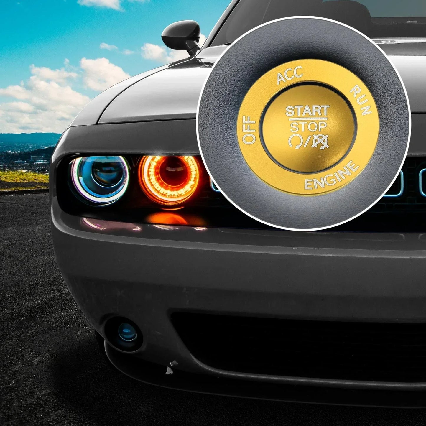 Engine Start Stop Button Cover Trim Kit for Dodge Charger Challenger (2015-2023)