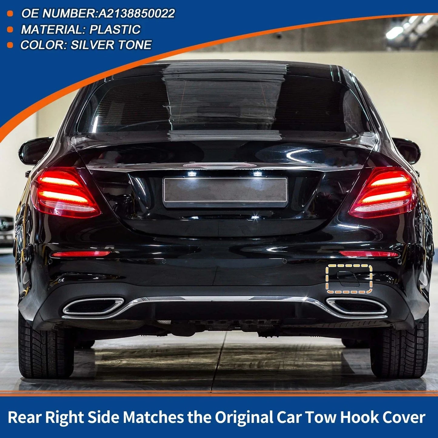 Rear Bumper Tow Hook Cover for Mercedes-Benz W213 (2017-2023) Silver Tone