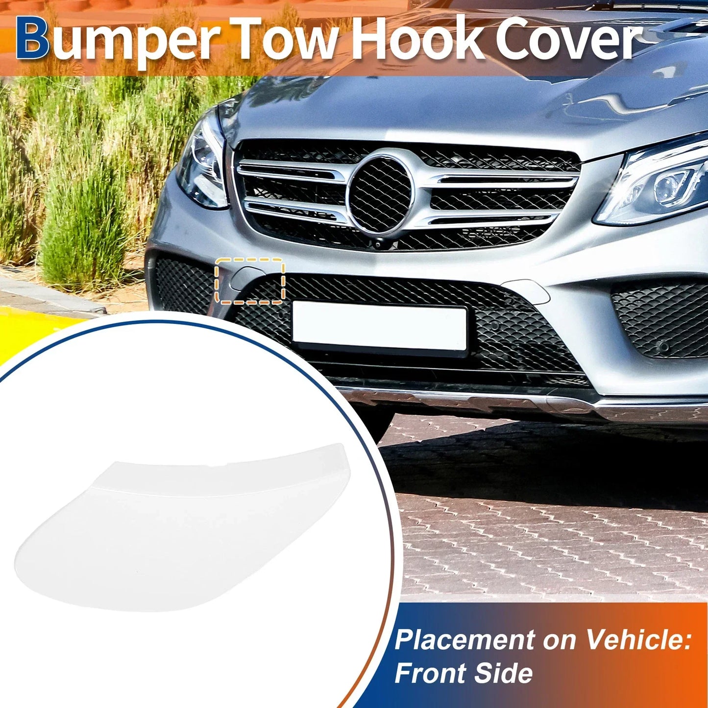 Front Bumper Tow Hook Cover for Mercedes-Benz GLE W166 (2016-2020) White