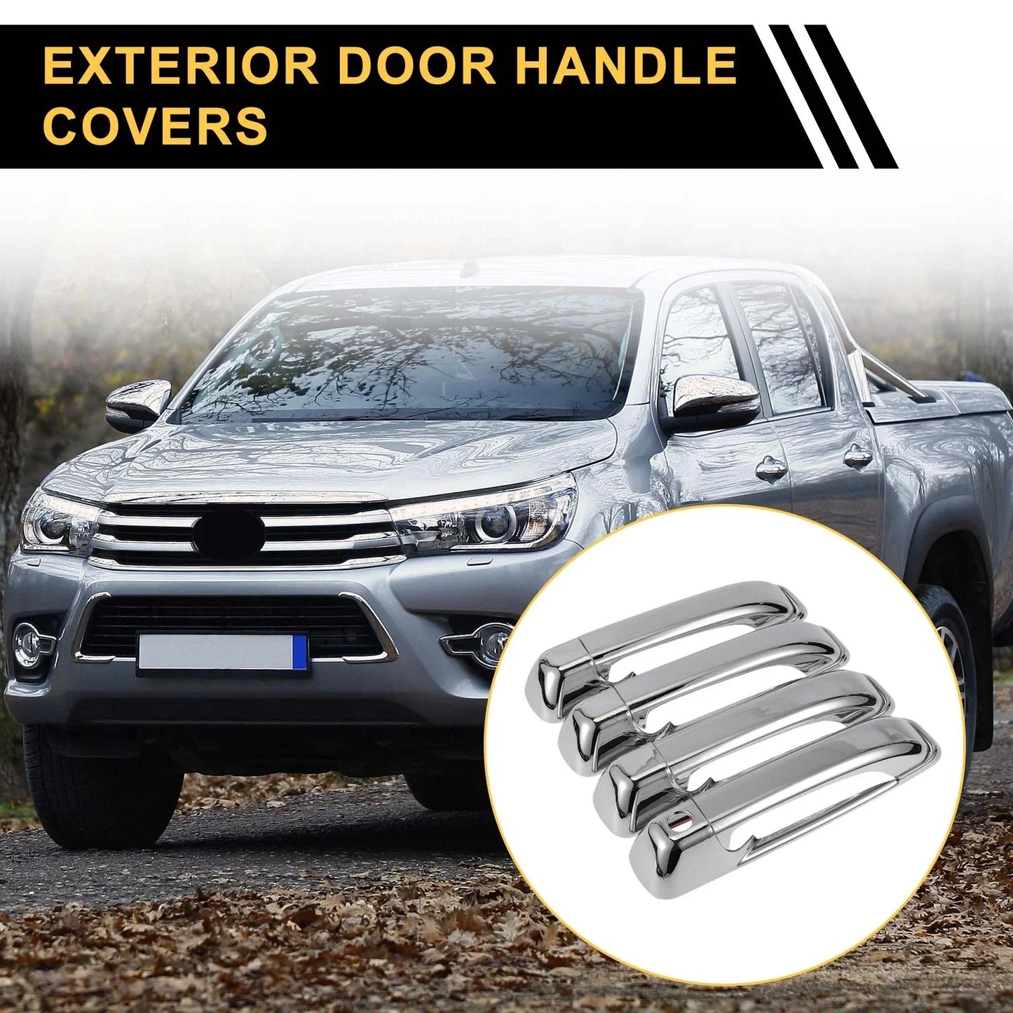 Car Door Handle Protector Set for Dodge Ram 1500 (2009-2018) Silver Tone