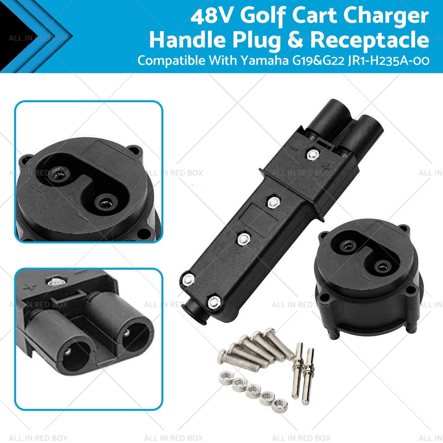 48V Golf Cart Charger Handle Plug & Receptacle for Yamaha G19, G22 (2007-2016)