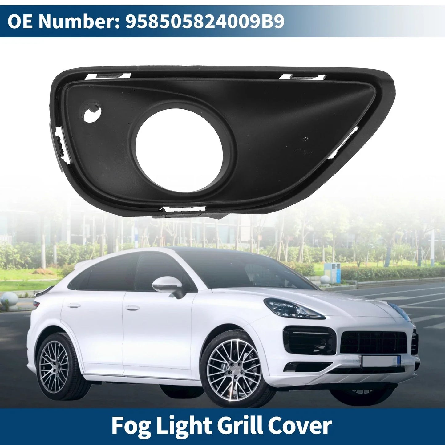 Front Right Fog Light Grill for Porsche Cayenne (2011-2018) - Black