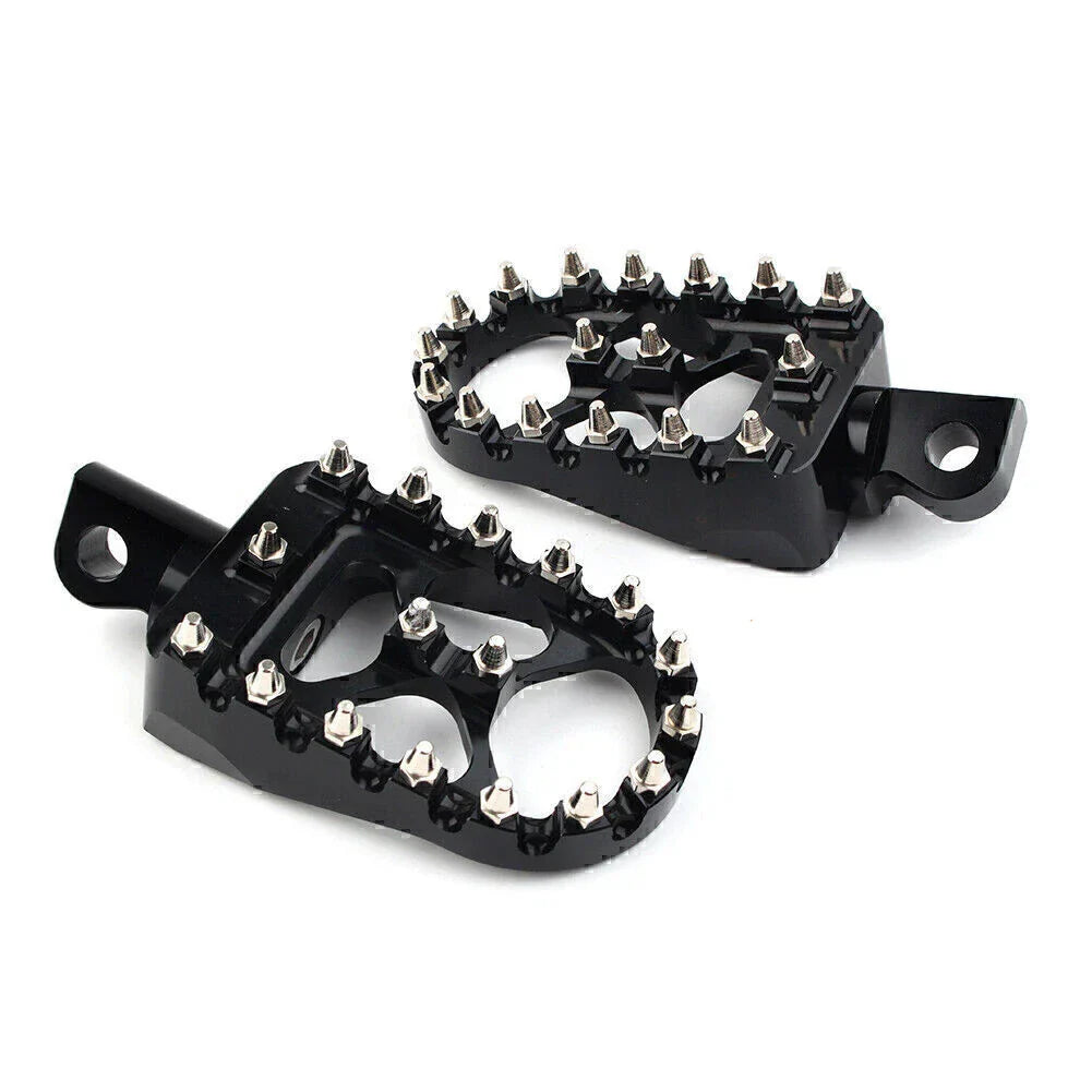 Wide Black Foot Pegs MX Style for Harley Dyna Sportster Iron 883 Fatboy (2004-2023)