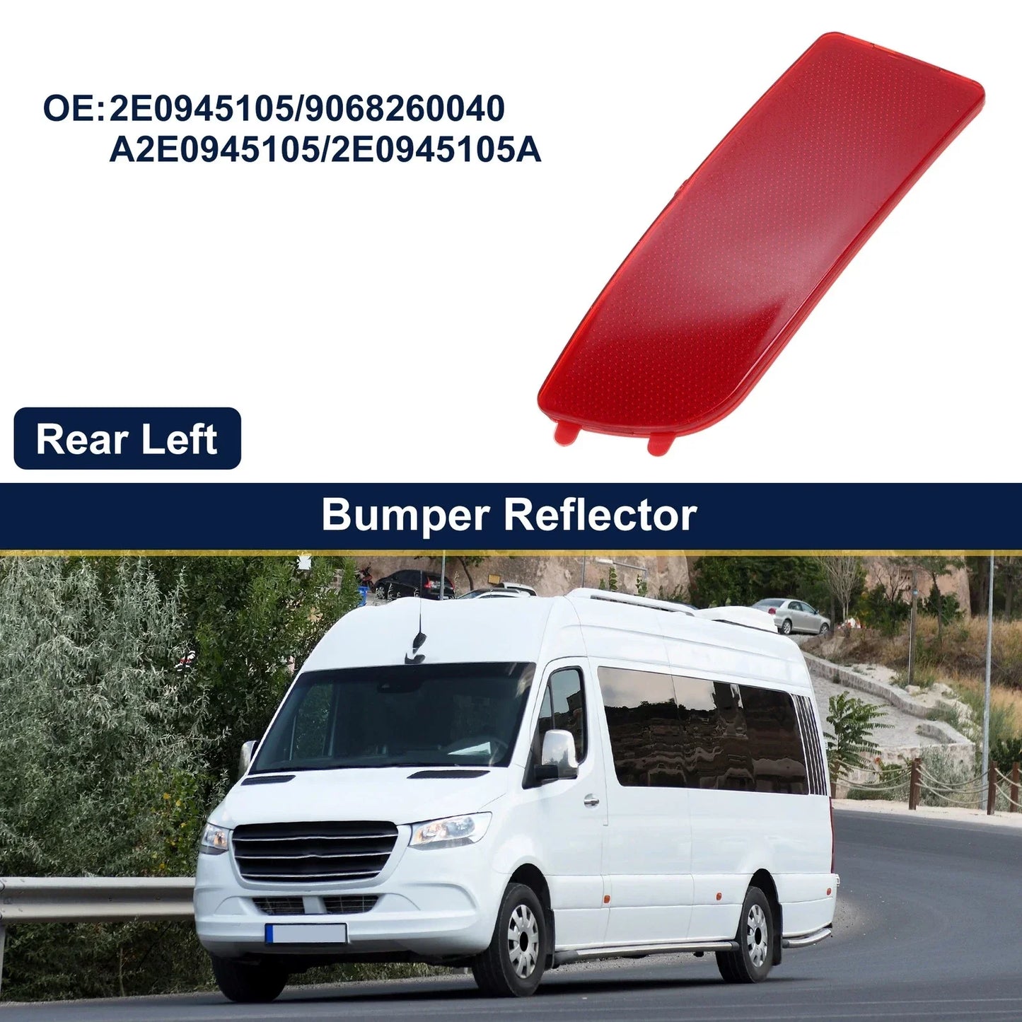 Rear Left Bumper Reflector for Mercedes-Benz Sprinter W906 (2006-2024) Red