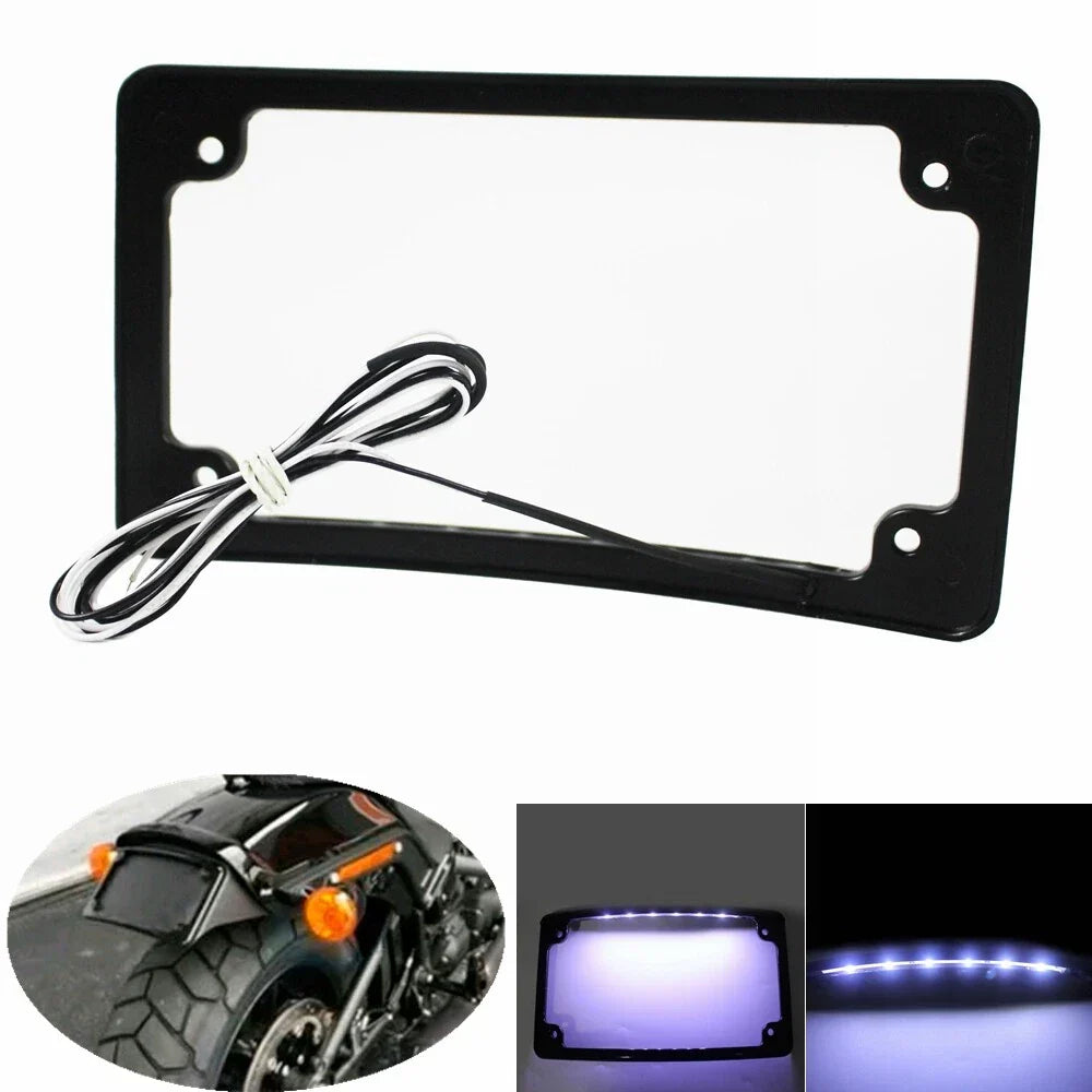7"x4" Curved License Plate Frame w/ LED Light for Harley Touring (2009-2023)