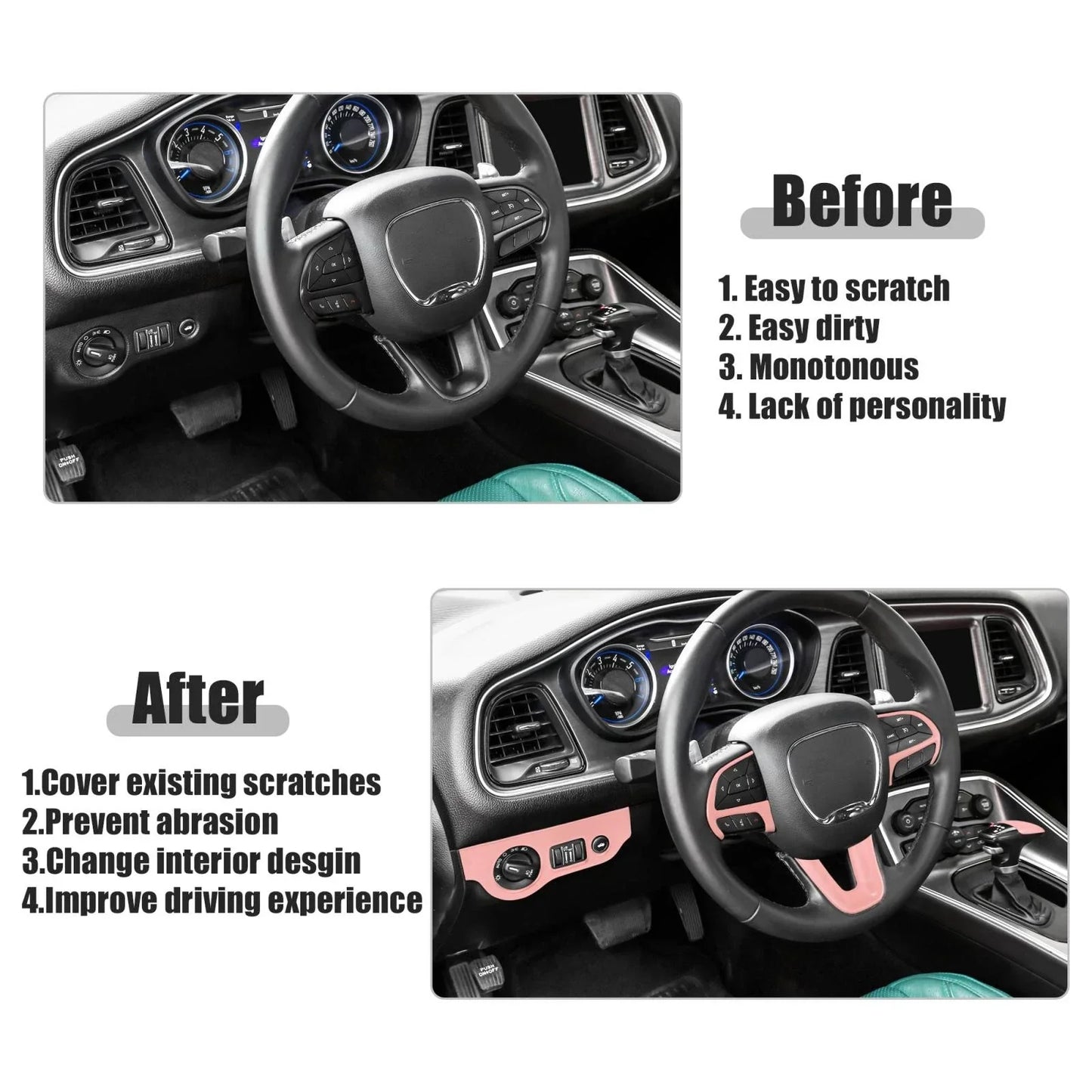 Steering Wheel Trim for Dodge Charger Challenger 2015-2021 - Pink