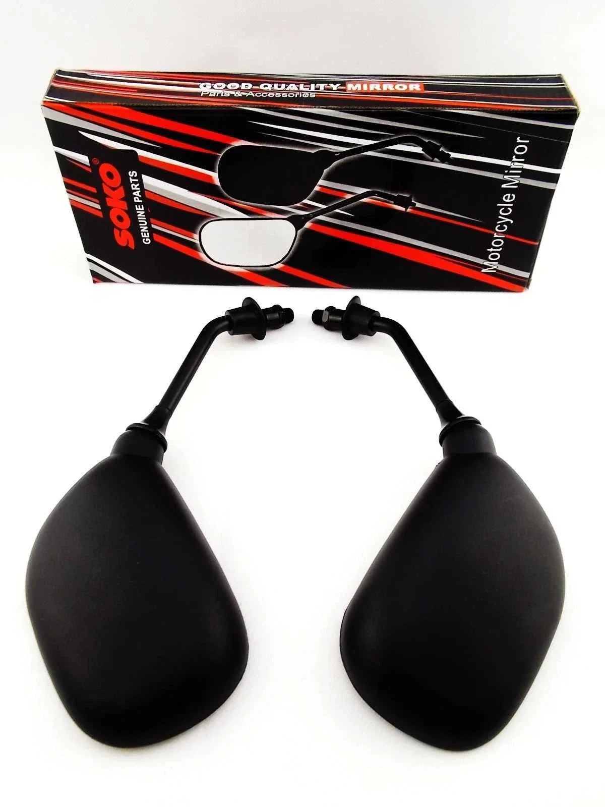 Black Oval Soko Rear View Mirrors for Suzuki TS75 (1975-1977)
