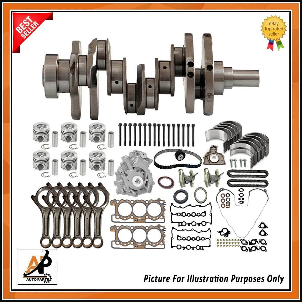 Forged Crankshaft Engine Rebuild Kit for Jaguar 3.0 TDV6 F-PACE XF XJ (2016–2024)