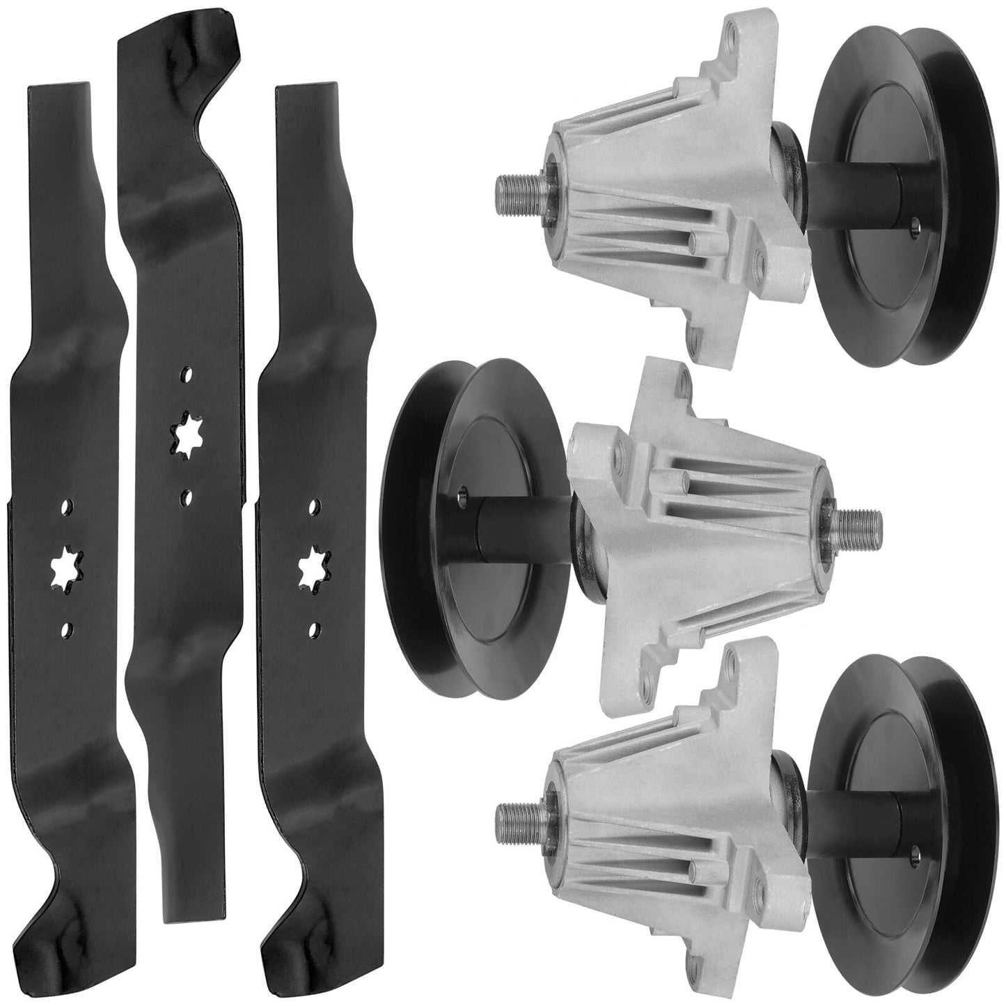 54 Inch Deck Spindles Rebuild Kit with Pulley Blades for Troy Bilt TB2454 (2015–2018)