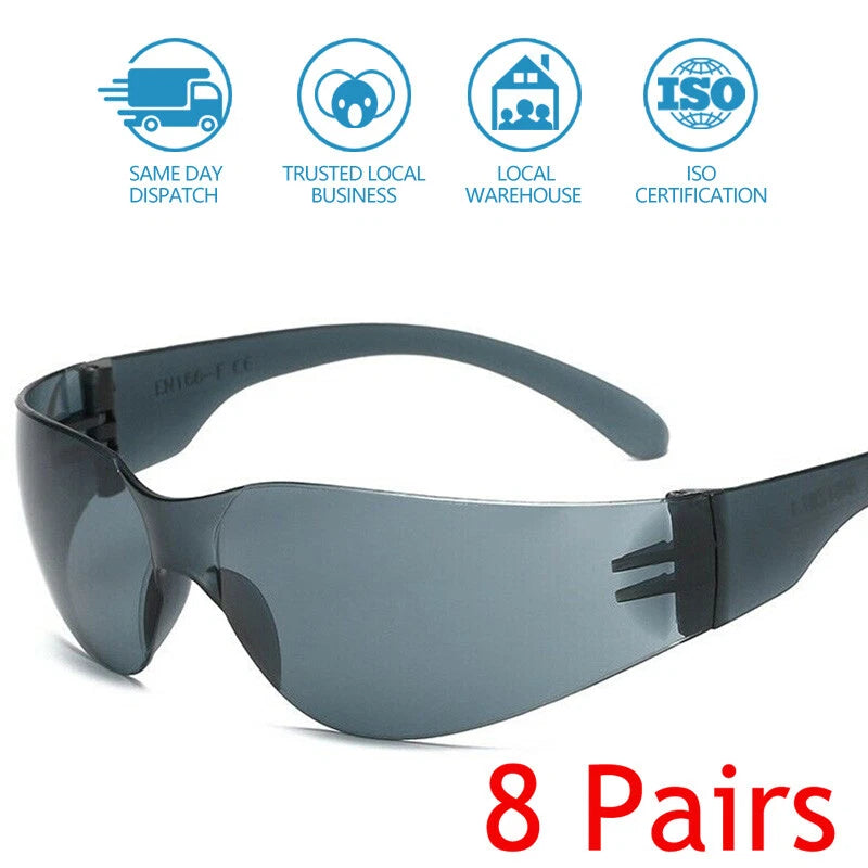 8 Pairs Tinted Safety Glasses Eye Protection Goggles for Work