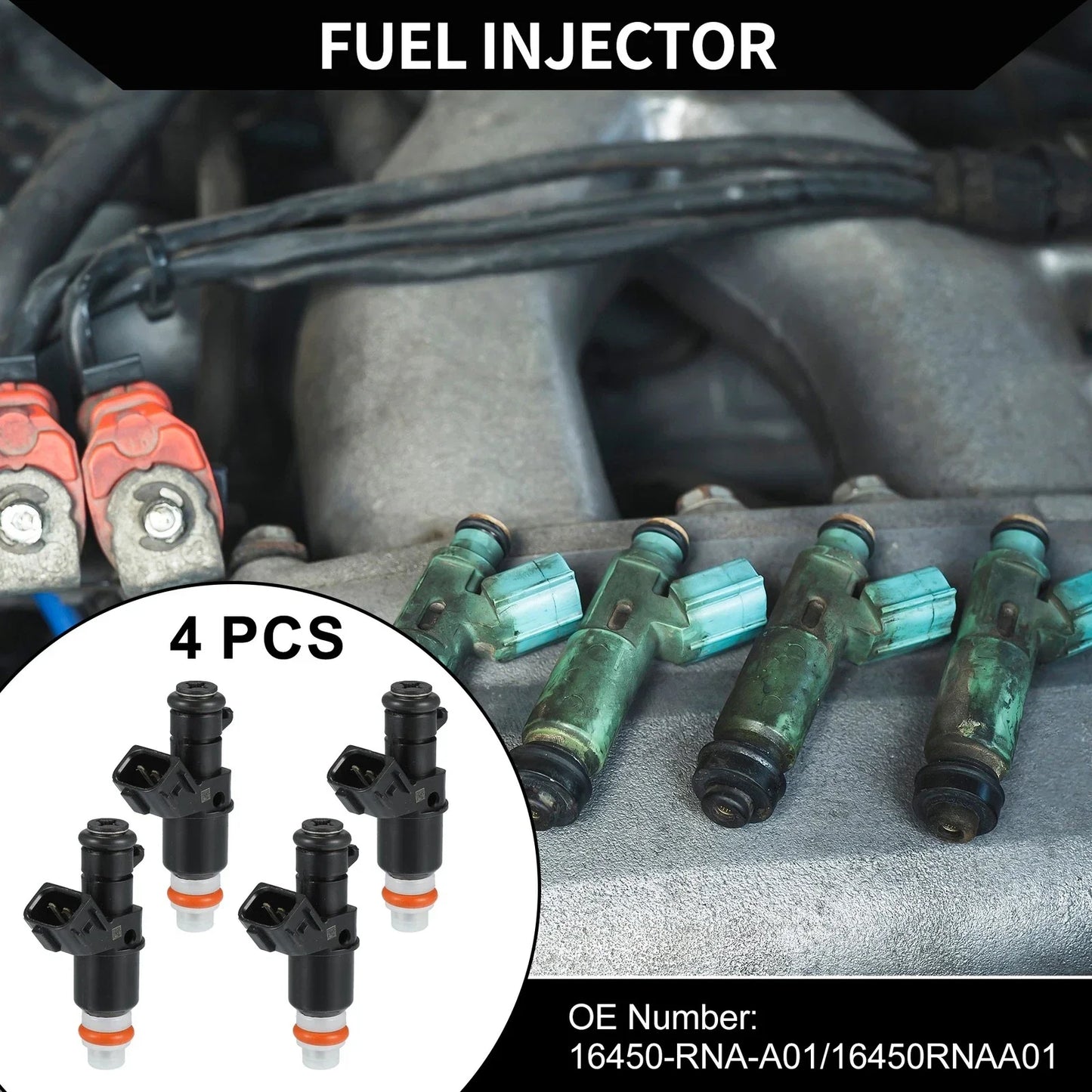 Fuel Injector 1.8L for Honda Civic (2006-2011) - 4 x Black Injectors