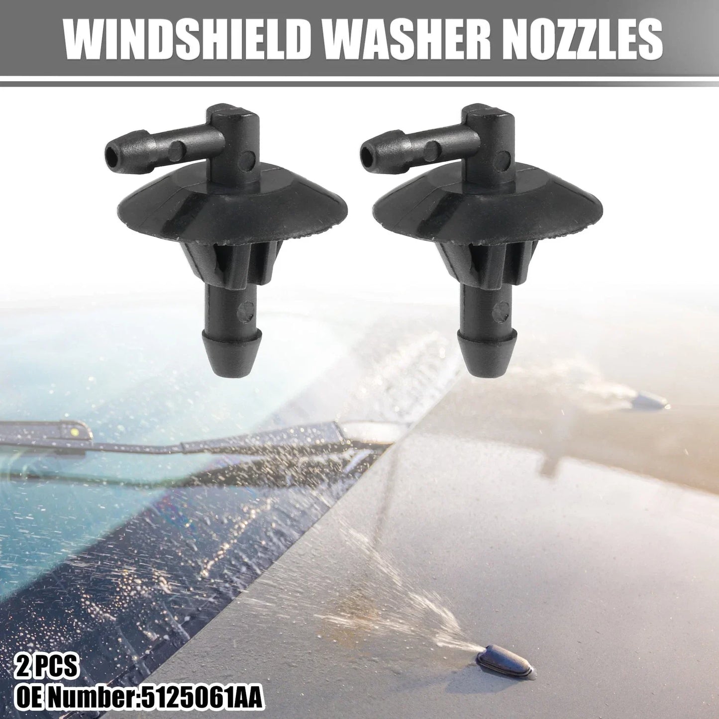 2 x Windshield Wiper Washer Nozzles for Dodge Sprinter (2002-2018)